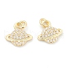 Brass Clear Cubic Zirconia Charms ZIRC-B010-16G-1