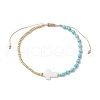 3mm Round Faceted Dyed Natural Magnesite & Seed Beads Braided Bead Bracelets BJEW-JB10594-01-1