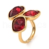 Teardrop & Square Glass Open Cuff Rings RJEW-G289-01G-05-1