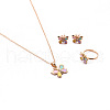 Butterfly Alloy Enamel Pendant Necklaces & Stud Earrings & Rings Sets FS-WGCE538-01-5