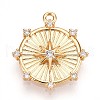 Brass Micro Pave Clear Cubic Zirconia Pendants KK-T075-26G-1