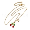 304 Stainless Steel Red Enamel Pendant Necklaces for Women NJEW-U043-02C-G-4