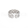 304 Stainless Steel Wave Wrap Open Cuff Ring for Women RJEW-S405-217P-2