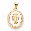 Brass Micro Pave Clear Cubic Zirconia Pendants KK-N268-24G-1