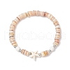 Natural Freshwater Shell with Synthetic Turquoise Beads Stretch Bracelets for Men Women BJEW-JB11744-02-2