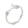 304 Stainless Steel Star & Airplane Open Cuff Ring for Women X-RJEW-M149-12P-3
