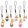 6Pcs 6 Colors Cat & Flower Alloy Enamel Pendant Decoration HJEW-AB00466-1