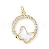 Brass Micro Pave Cubic Zirconia and Glass Pendants KK-F892-50G-2