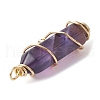 3Pcs 3 Styles Natural Amethyst Copper Wire Wrapped Pointed Pendants PALLOY-JF02460-02-4