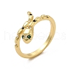 Cubic Zirconia Snake Open Cuff Ring RJEW-C048-01G-1