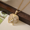 Brass Micro Pave Clear Cubic Zirconia Pendant Necklaces NJEW-Z088-02G-1