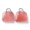 Watermelon Stone Glass Brass Pendants KK-E274-01P-010-2