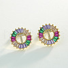 Brass Colorful Cubic Zirconia Stud Earrings WG39B88-20-1