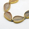 Flat Teardrop Natural Grey Agate Beads Strands G-N0119-04-2