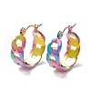 304 Stainless Steel Cuban Link Chunky Hoop Earrings for Women EJEW-P197-07MC-1