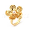 Flower Brass Finger Rings for Women RJEW-S622-05G-4