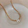 Natural Shell Initial Pendant Glass Beaded Pendant Necklaces FS-WG76541-08-1
