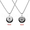 12 Constellation Stainless Steel Half Moon & Lotus Pendant Box Chain Necklaces PW-WGE44A0-08-1