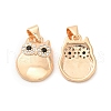Brass & Glass & Cubic Zirconia Pendants KK-G468-14G-1