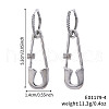 Geometric Paperclip Brass Clear Cubic Zirconia Brooch Hoop Earrings DO3994-4-1