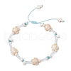 Turtle Cross Synthetic Turquoise & Magnesite & Glass Seed Braided Beaded Adjustable Anklets AJEW-AN00652-2
