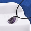 Natural & Synthetic Mixed Gemstone Teardrop Pendant Black Waxed Cord Adjustable Necklaces NJEW-G169-01-4