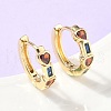 Heart with Rectangle Brass Micro Pave Colorful Cubic Zirconia Hoop Earrings EJEW-Z102-27G-1