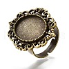 Vintage Adjustable Iron Finger Ring Components Alloy Cabochon Bezel Settings X-PALLOY-Q300-09AB-NR-3