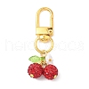 Polymer Clay Rhinestone Cherry Pendant Decorations HJEW-JM03269-01-2
