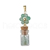 7Pcs 7 Styles Natural Mixed Stone Round Beaded Flower Pendants HJEW-JM03042-4