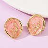 304 Stainless Steel Oval Stud Earrings STAS-D368-02G-5
