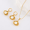 Shell Shape Stainless Steel Hoop Earrings & Pendant Necklaces Sets HT5735-3-3