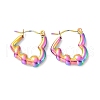 Ion Plating(IP) Rainbow Color 304 Stainless Steel Heart Hoop Earrings for Women EJEW-G293-20M-1