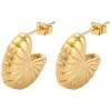 Flower Shape Vacuum Plating 304 Stainless Steel Stud Earrings EJEW-K259-01G-1