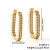 Brass Clear Cubic Zirconia Rectangle Hoop Earrings NP9089-2-3