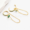 S925 Sterling Silver Clover with Chain Charm Hoop Earrings MJ2437-1-5