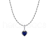 925 Sterling Silver Pave Cubic Zirconia Birthstone Heart Pendant Necklaces for Women EE9411-8-2
