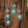 Bohemian Style Alloy & Synthetic Turquoise Pendant Necklaces & Dangle Earrings Sets WG2E1B4-01-1