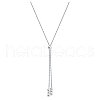 Adjustable 925 Sterling Silver 3 Round Beaded Lariat Necklaces for Women FS-WGC81C4-01-5