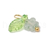 10Pcs Natural Green Strawberry Quartz Flower Charms PALLOY-JF03765-06-4