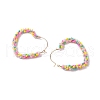 Colorful Glass Seed Beads Hoop Earrings EJEW-MZ00150-4