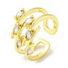 Real 18K Gold Plated Brass Micro Pave Clear Cubic Zirconia Open Cuff Rings RJEW-G303-01C-G-1
