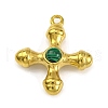 Synthetic Malachite & 304 Stainless Steel Cross Pendants STAS-H221-01G-04-1