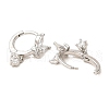 Butterfly Platinum Brass Dangle Hoop Earrings EJEW-L270-11P-01-2