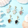 Natural Quartz Crystal & Rose Quartz & Strawberry Quartz & Tiger Eye & Black Obsidian Faceted Tortoise Pendant Decorations HJEW-JM03321-1