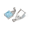 2Pcs 925 Sterling Silver
 Pave Natural Larimar Square Coin Pendants with 925 Stamp SJEW-D300-01P-4