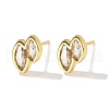 Double Horse Eye Brass Micro Pave Clear Cubic Zirconin Stud Earrings EJEW-D318-06G-5