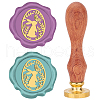 Brass Wax Seal Stamps with Wood Handle AJEW-WH0412-0076-1