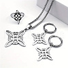 Witches Knot 304 Stainless Steel Pendant Necklaces & Hoop Earrings & Rings Sets FS-WGFB126-01-1