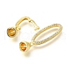 Rack Plating Brass Micro Pave Clear Cubic Zirconia Fold Over Clasps KK-V008-24G-2